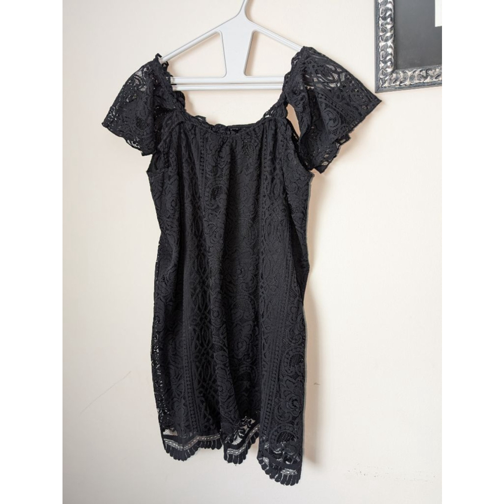 Love Fire Black Lace Off-Shoulder Mini Dress SP, Women's